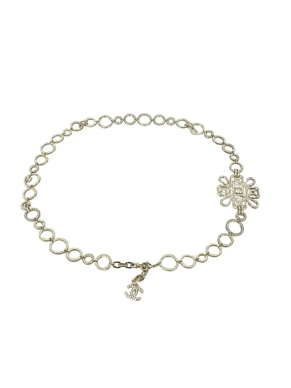 Chanel Silver Hardware Rhinestones Belt #292810C23B